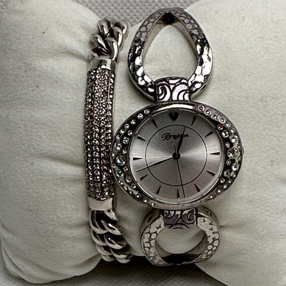 Brighton Utopia Bangle Hinged Watch & Anatolia Wisdom Pavé ID Bracelet Duo